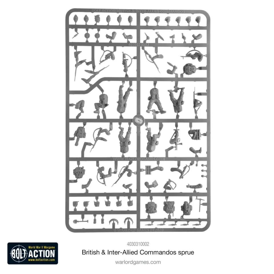 Bolt Action Inter Allied Commandos Sprue grappe plastique 6 figurines
