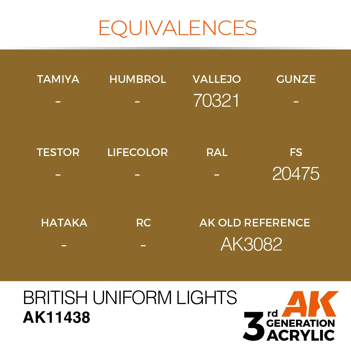 AK 3Gen British Uniform Lights peinture marron 17ml