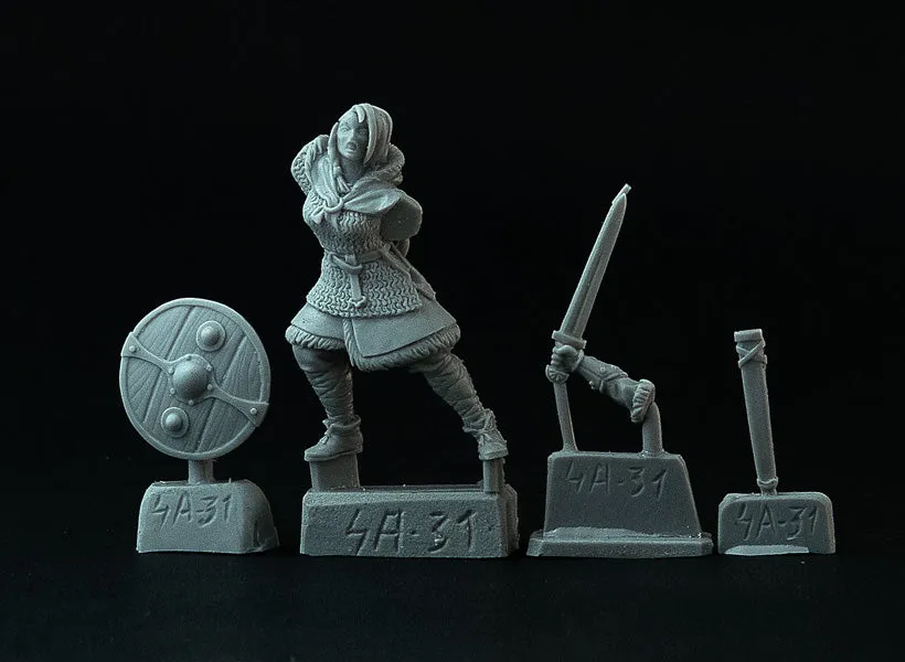 Brother Vinni Shield Maiden Chief figurine résine 28mm viking