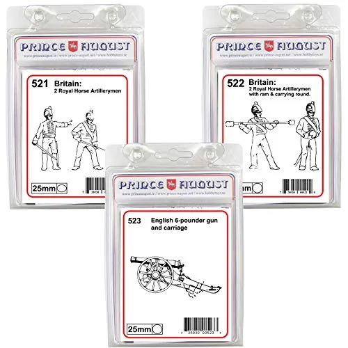Prince August Artillerie Britannique Canon Lot 3 moules 25mm