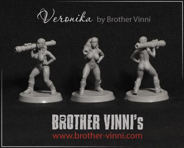 BROTHER VINNI Female Soldier figurine résine 28 mm lance-grenades