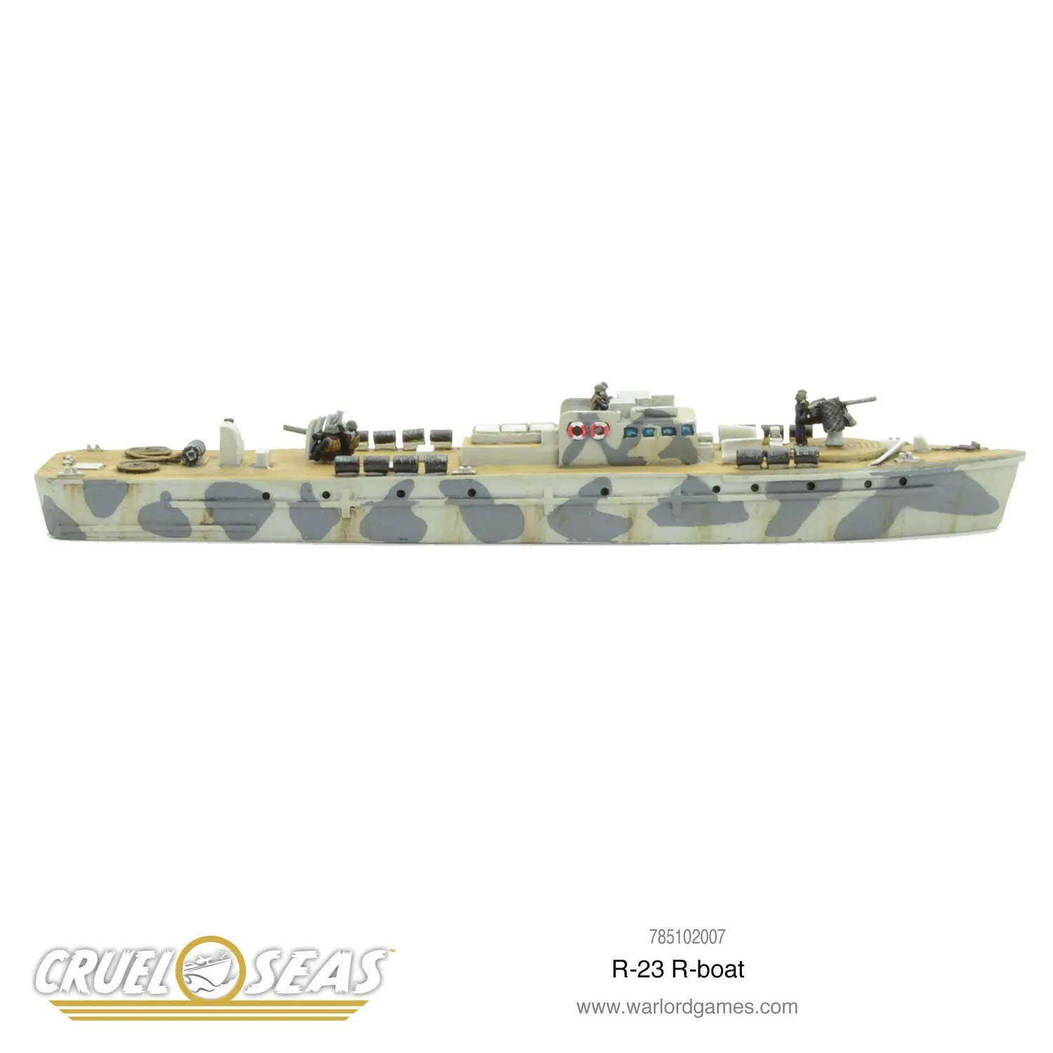 Bolt Action Cruel Seas R-23 R-Boat navire résine x2