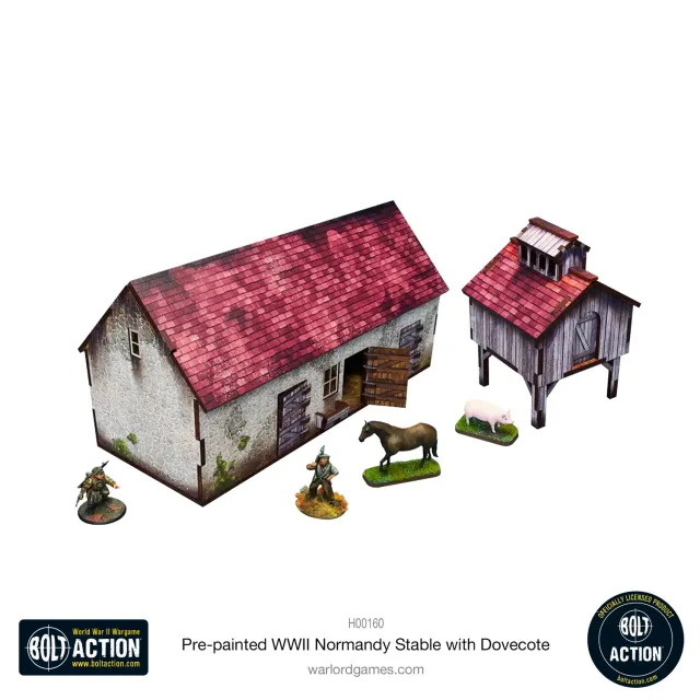Bolt Action WWII Normandy Stable with Dovecote décor prépeint 28-30 mm