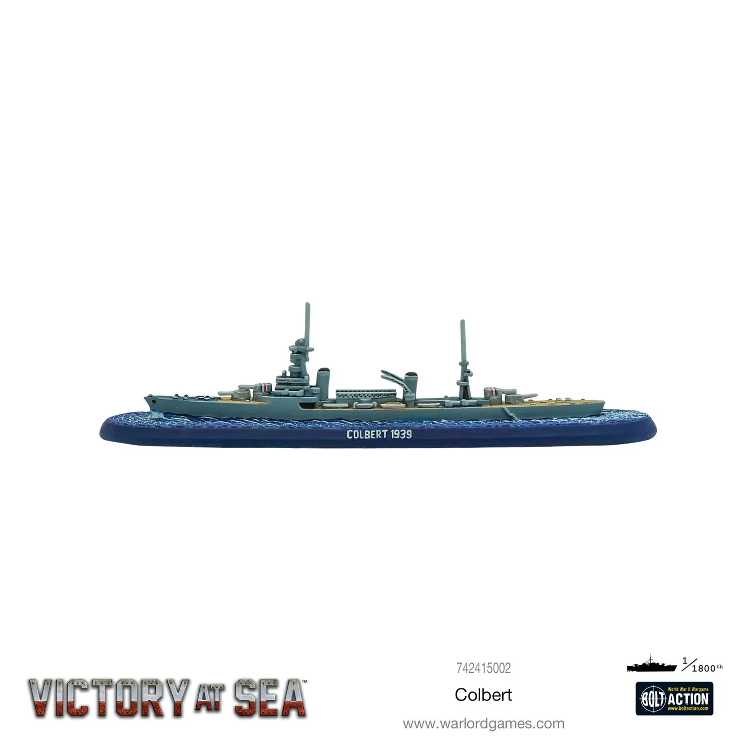 Bolt Action Victory at Sea Colbert navire résine Marine Nationale