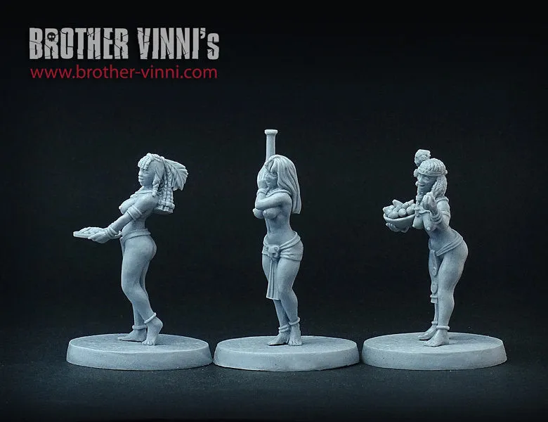 BROTHER VINNI Egyptian Maid Servants Girls figurines résine 28 mm, lot de 3