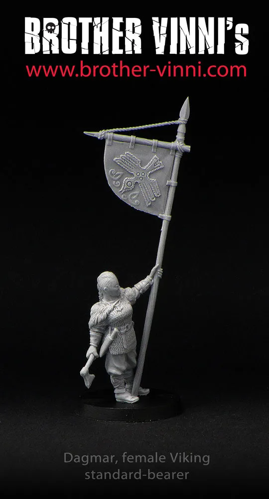 Brother Vinni Viking Banner Bearer figurine résine 28mm femme