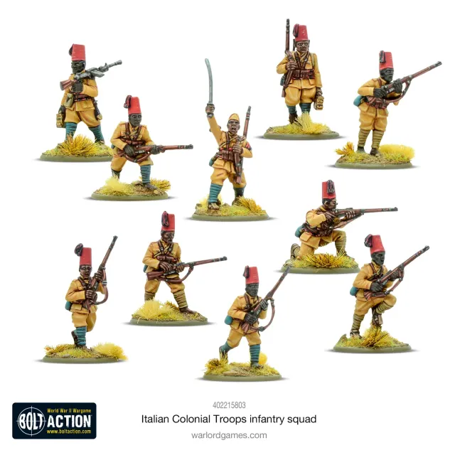 Bolt Action Troupes Coloniales Italian Infantry Squad figurines métal x10