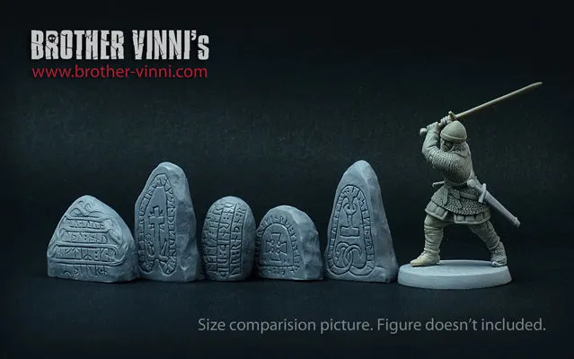 Brother Vinni Rune Stones décor résine 28mm lot de 5