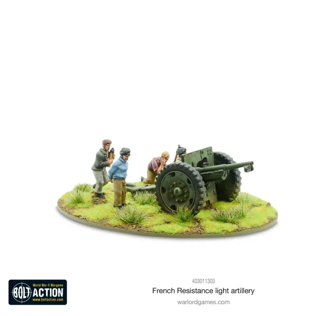 Bolt Action French Resistance Light Artillery figurines métal socle MDF
