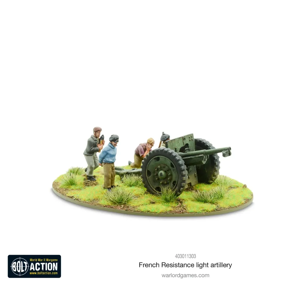 Bolt Action French Resistance Light Artillery figurines métal socle MDF