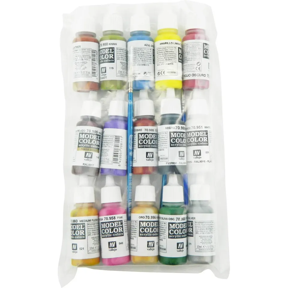 Prince August Advanced Painting Starter Kit peinture acrylique 15 pots 17 ml