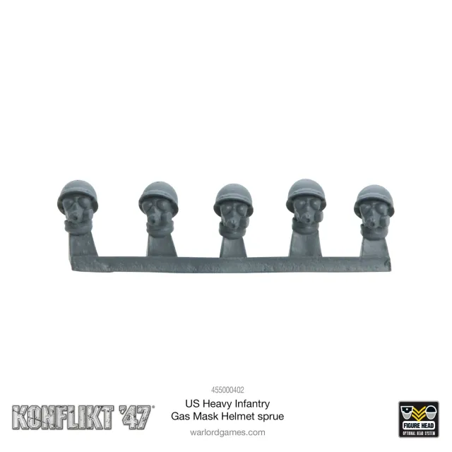 Bolt Action Konflikt '47 US Heavy Infantry Gas mask helmet sprue casques métal