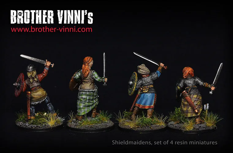 Brother Vinni Shield Maidens lot 4 figurines résine 28mm vikings