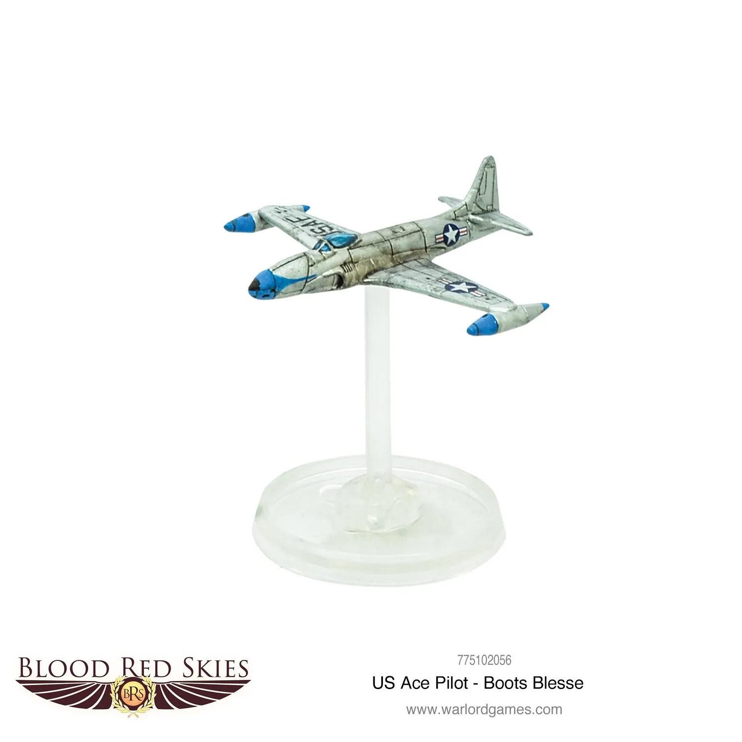 Bolt Action Blood Red Skies US Ace Pilot Blesse avion résine