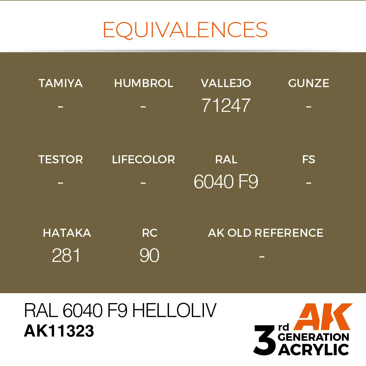AK Interactive 3Gen RAL 6040 Helloliv peinture 17 ml