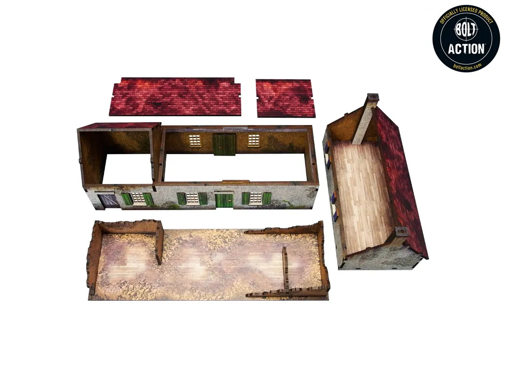 DES TRANCHEES AUX BARRICADES Logis et dépendances décor 28mm 3 bâtiments prépeints