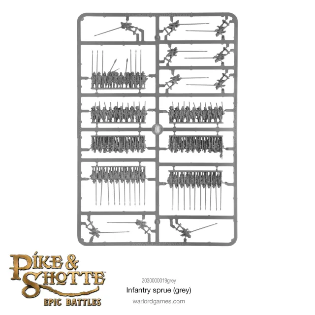 Pike & Shotte Epic Battles infanterie grappe plastique grise