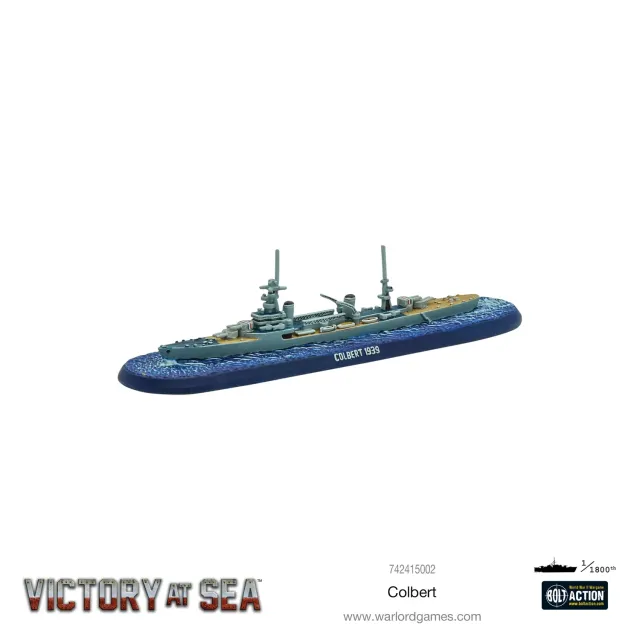 Bolt Action Victory at Sea Colbert navire résine Marine Nationale