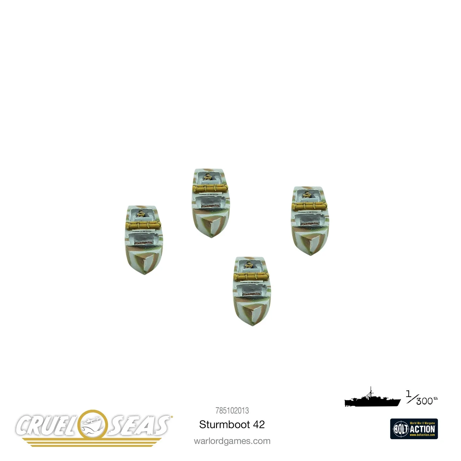 Warlord Games Cruel Seas Sturmboot 42 (Heavy) bateaux métal 4 pièces