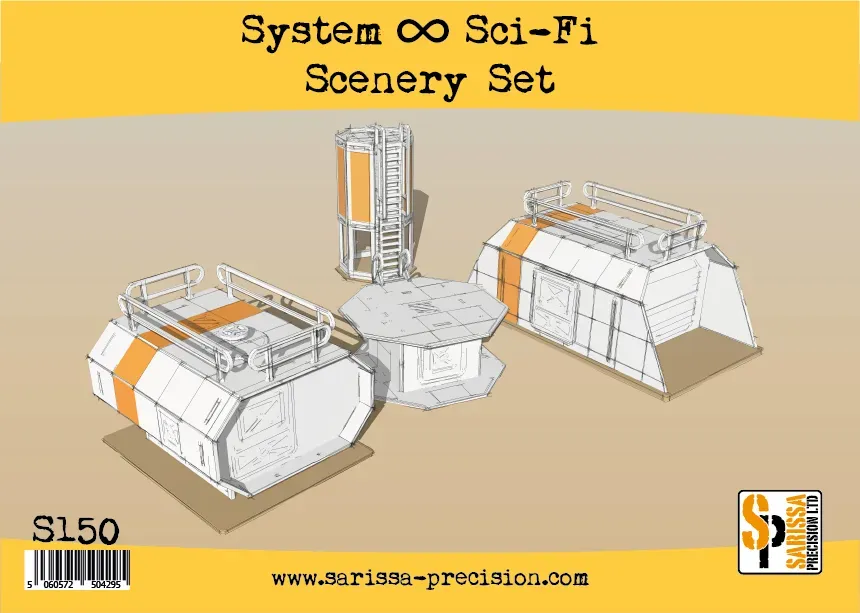 Bolt Action Sci-Fi Scenery Set décor MDF 3 bâtiments et tour