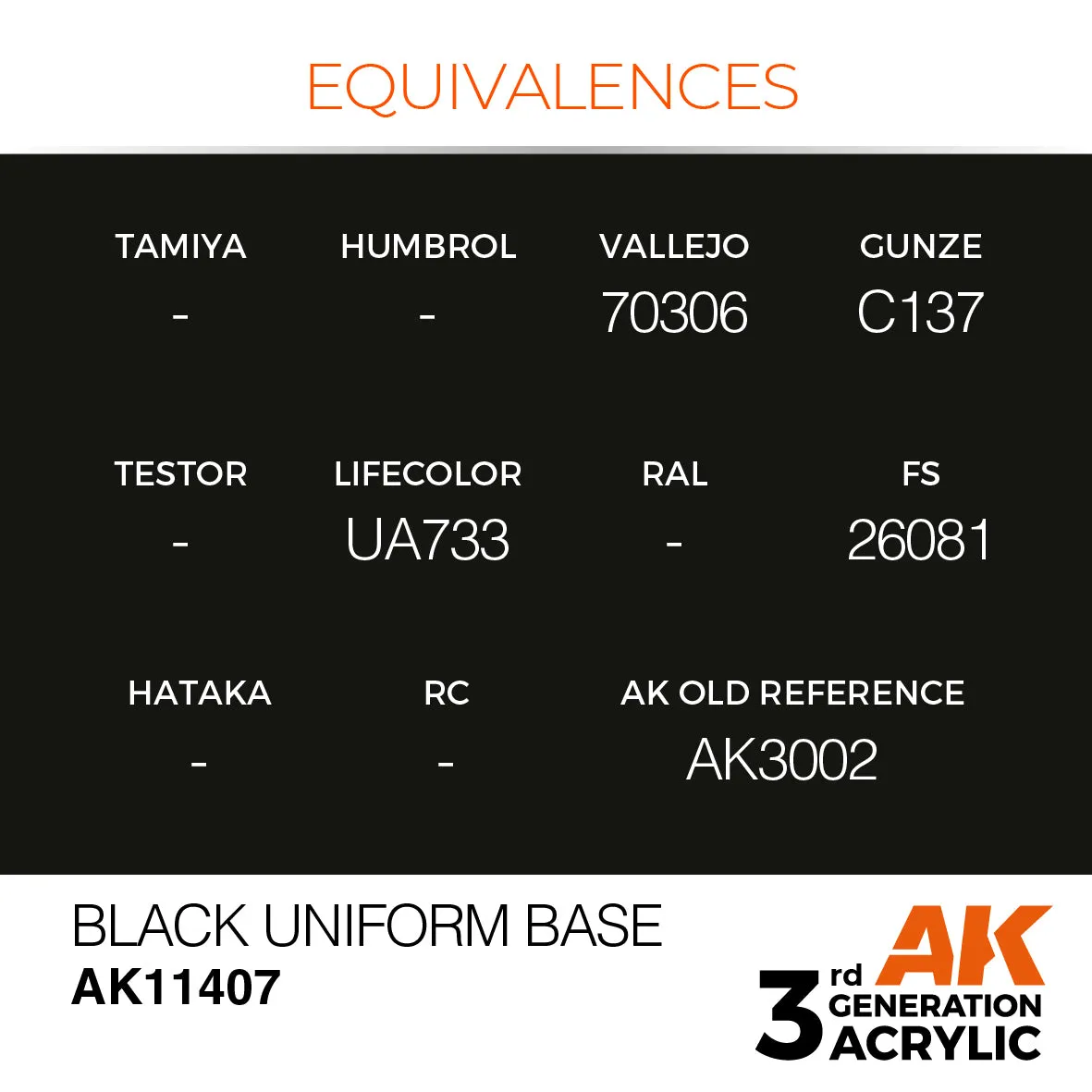 AK Interactive 3Gen Black Uniform Base peinture 17ml noir