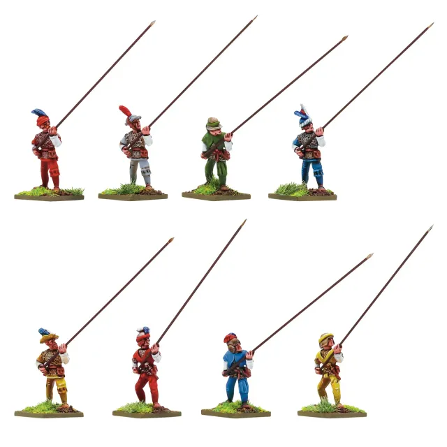 Bolt Action Pike & Shotte Italian Wars Swiss Pikemen At port 60 figurines métal 8 pièces