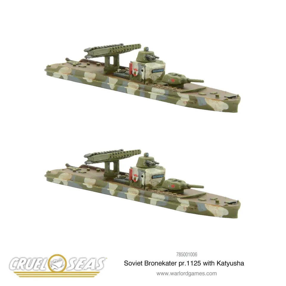 Warlord Games Cruel Seas Bronekater pr.1125 Katyusha navire x2