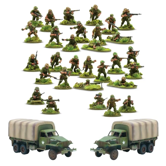 Bolt Action Marines on the move! infanterie USMC + camions