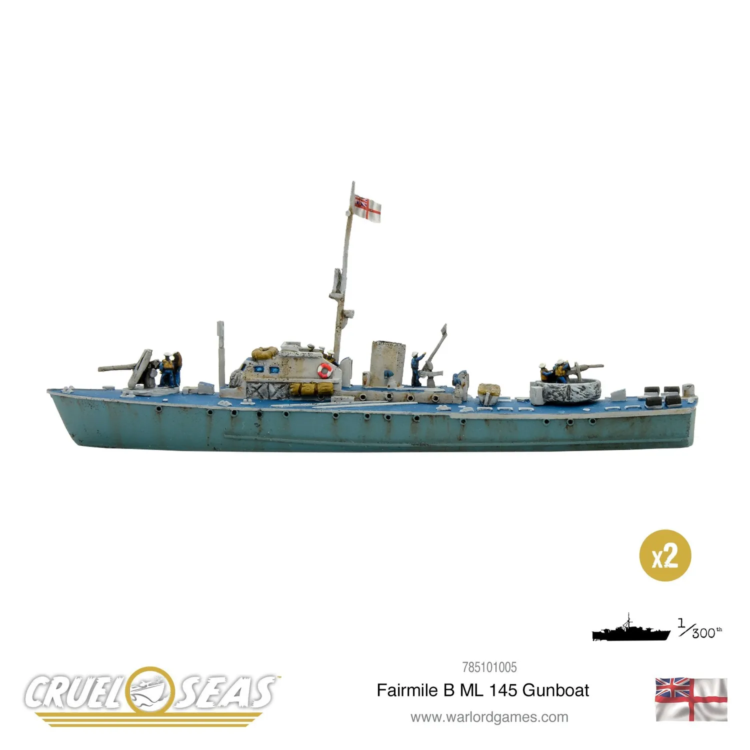 Bolt Action Cruel Seas Fairmile B ML 145 navire canonnière lot de 2