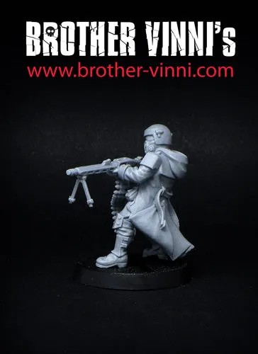 Brother Vinni Veteran Chaingunner figurine 28mm mitrailleur