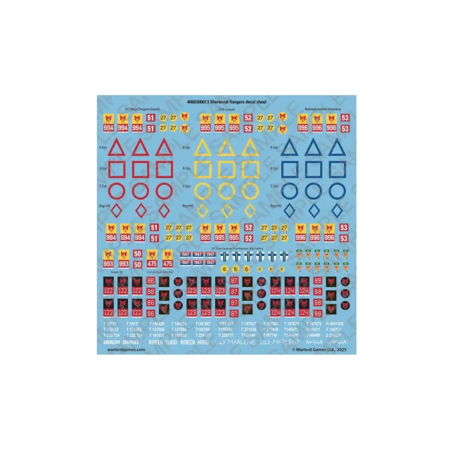 Bolt Action Sherwood Rangers planche decals britannique
