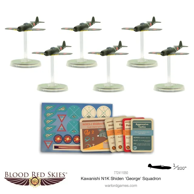 Blood Red Skies Kawanishi N1K2 Shiden-kai 'George' escadron 6 avions résine
