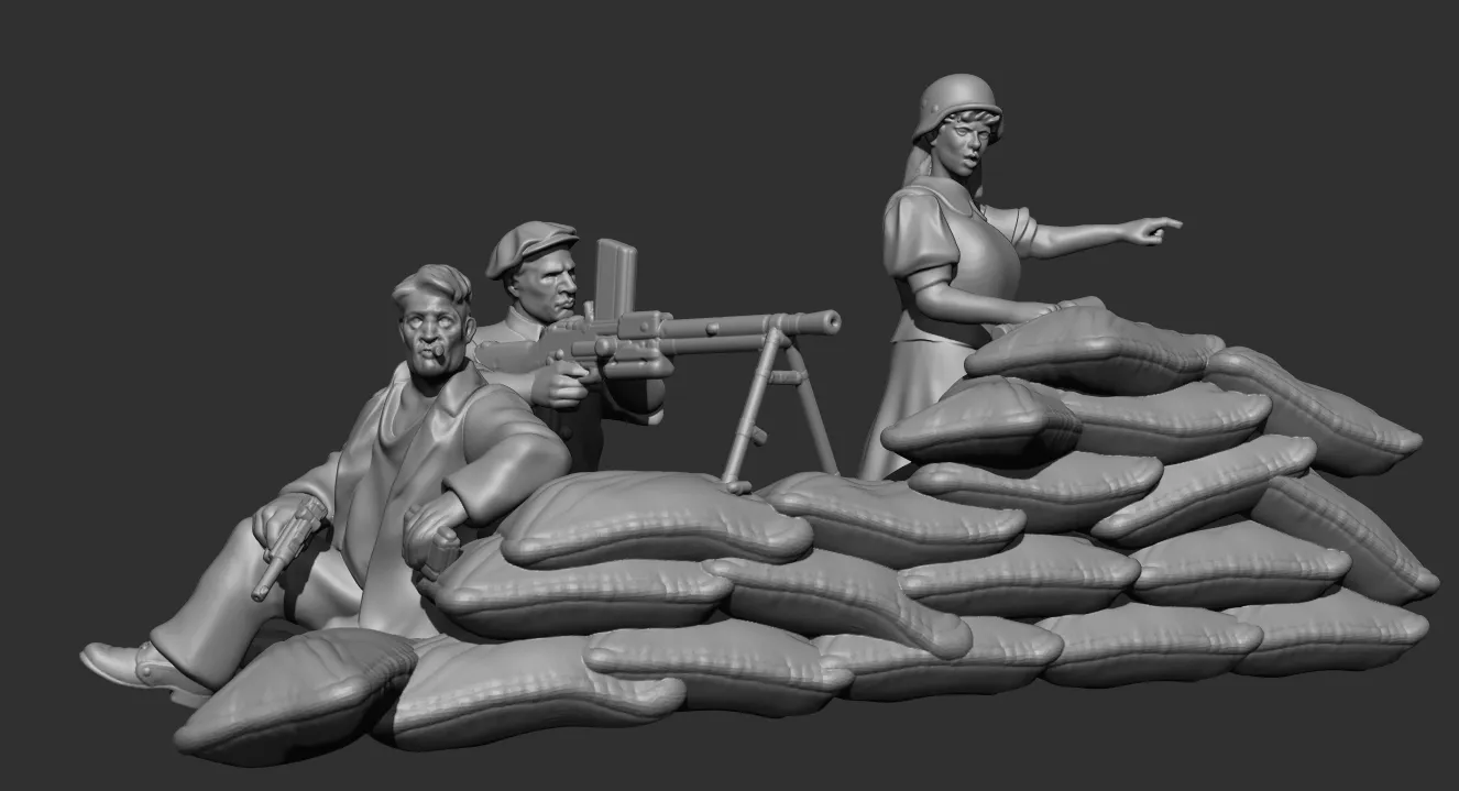 Des Tranchées Insurgés Parisiens FFI fichiers STL 28mm 13 figs