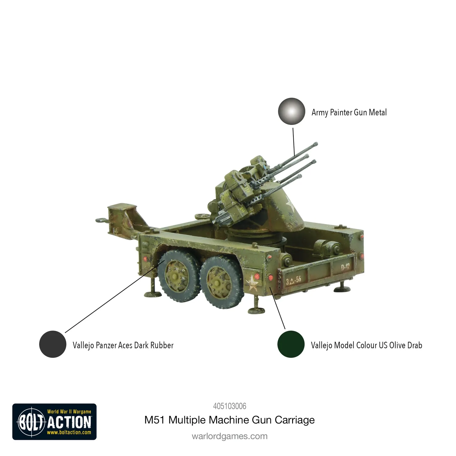 Bolt Action M51 Multiple Machine Gun Carriage miniature canon US