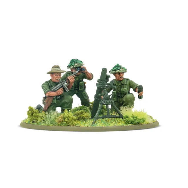 Bolt Action Gurkha Medium Mortar Team figurines 3-inch
