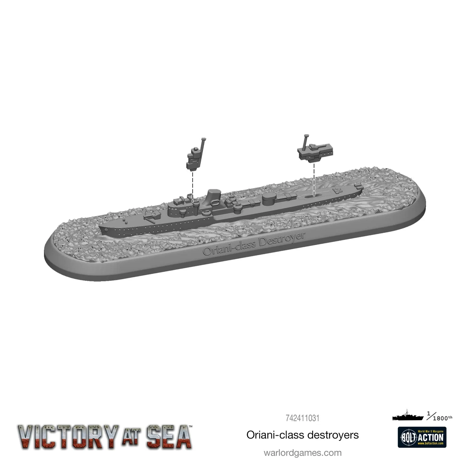 Victory at Sea Oriani Destroyers figurines x3 métal