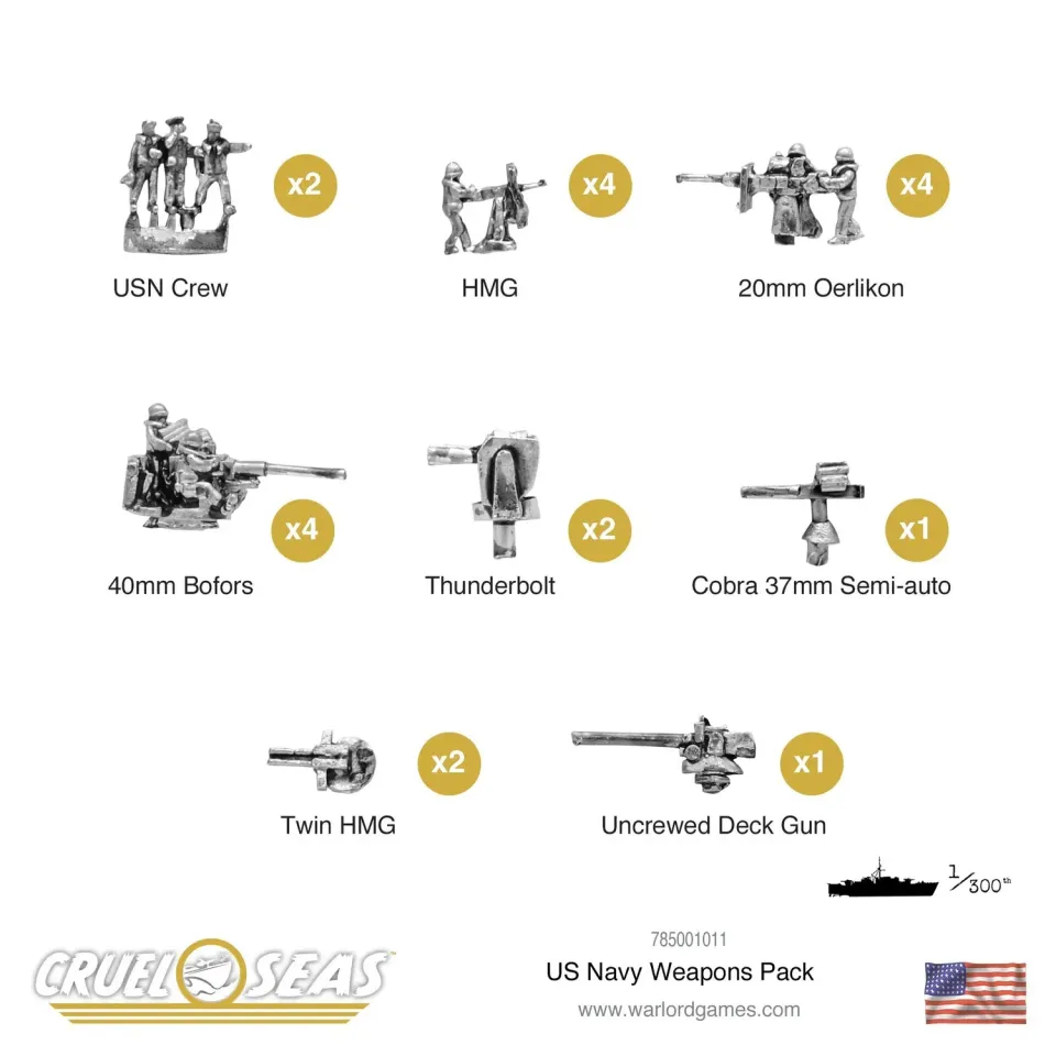 Bolt Action Cruel Seas US Navy weapons pack accessoires métal