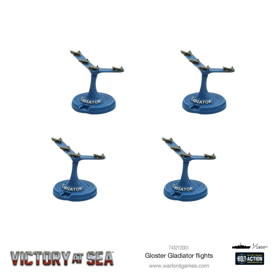 Victory at Sea Gloster Gladiator Flights avions x4 Royal Navy