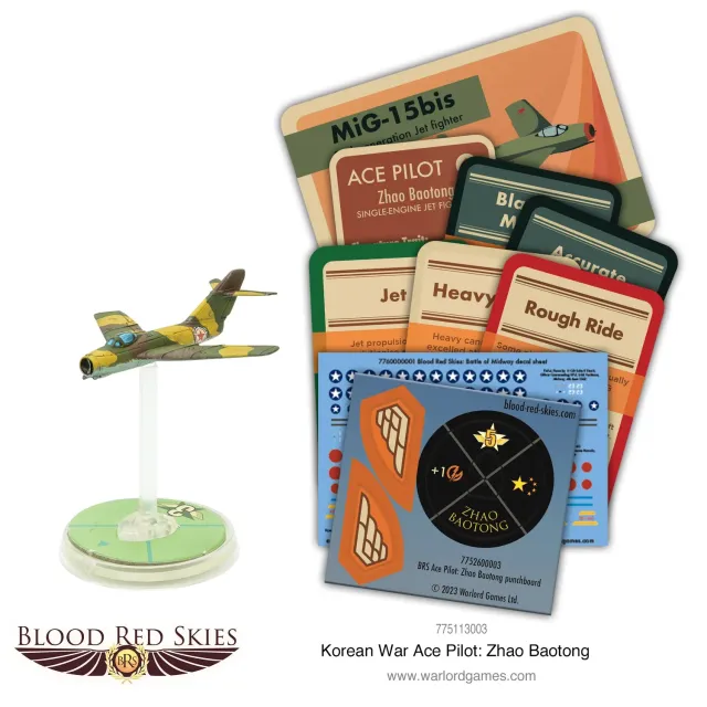 Bolt Action Blood Red Skies Korean War Ace Pilot: Zhao Baotong avion Mig 15 bis résine