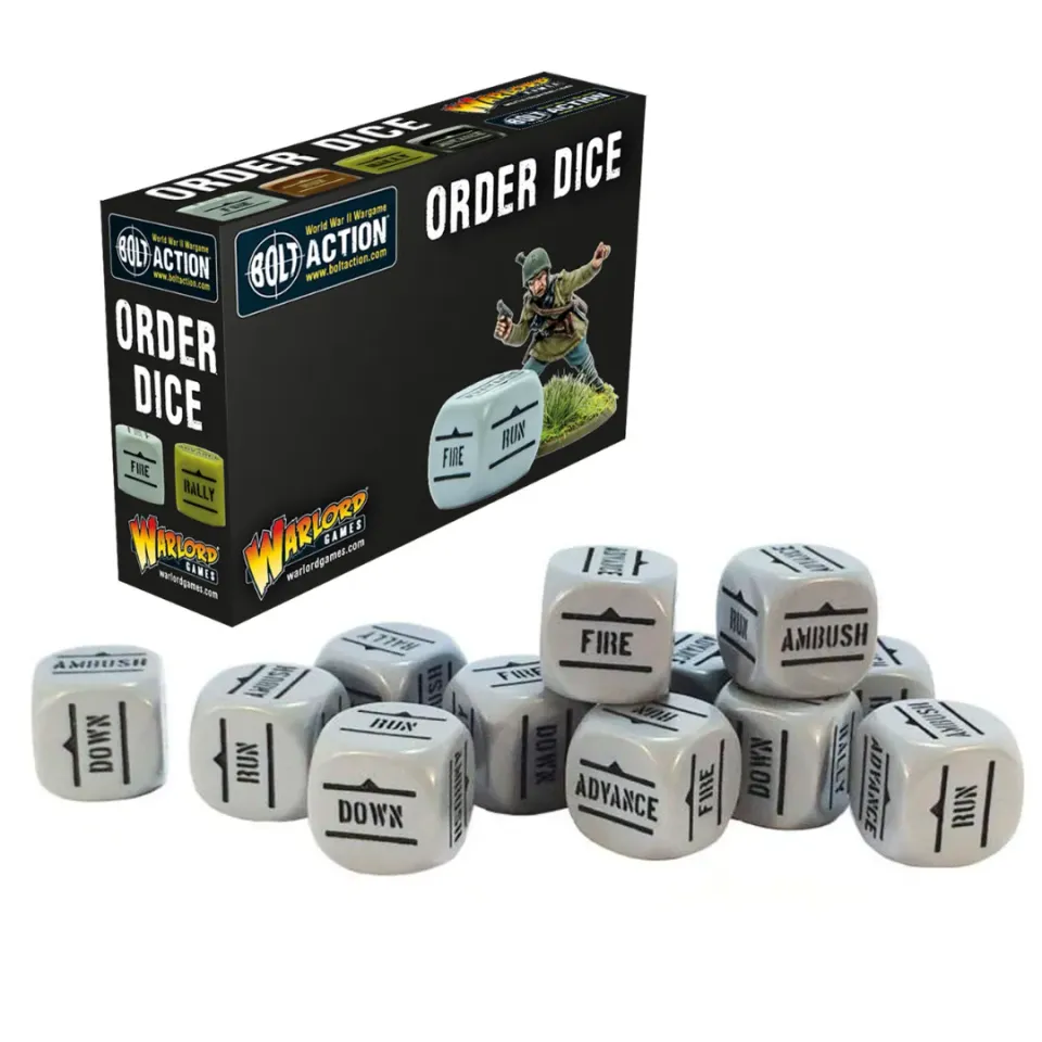 Bolt Action Orders Dice dés d'ordre gris x12 activation