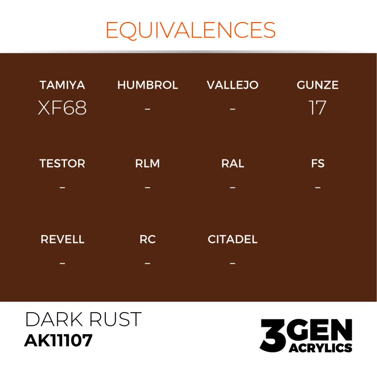 AK Interactive 3Gen Dark Rust peinture acrylique 17ml rouille
