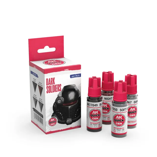 AK Interactive Quick Gen Dark Soldiers peinture acrylique noir 4 couleurs
