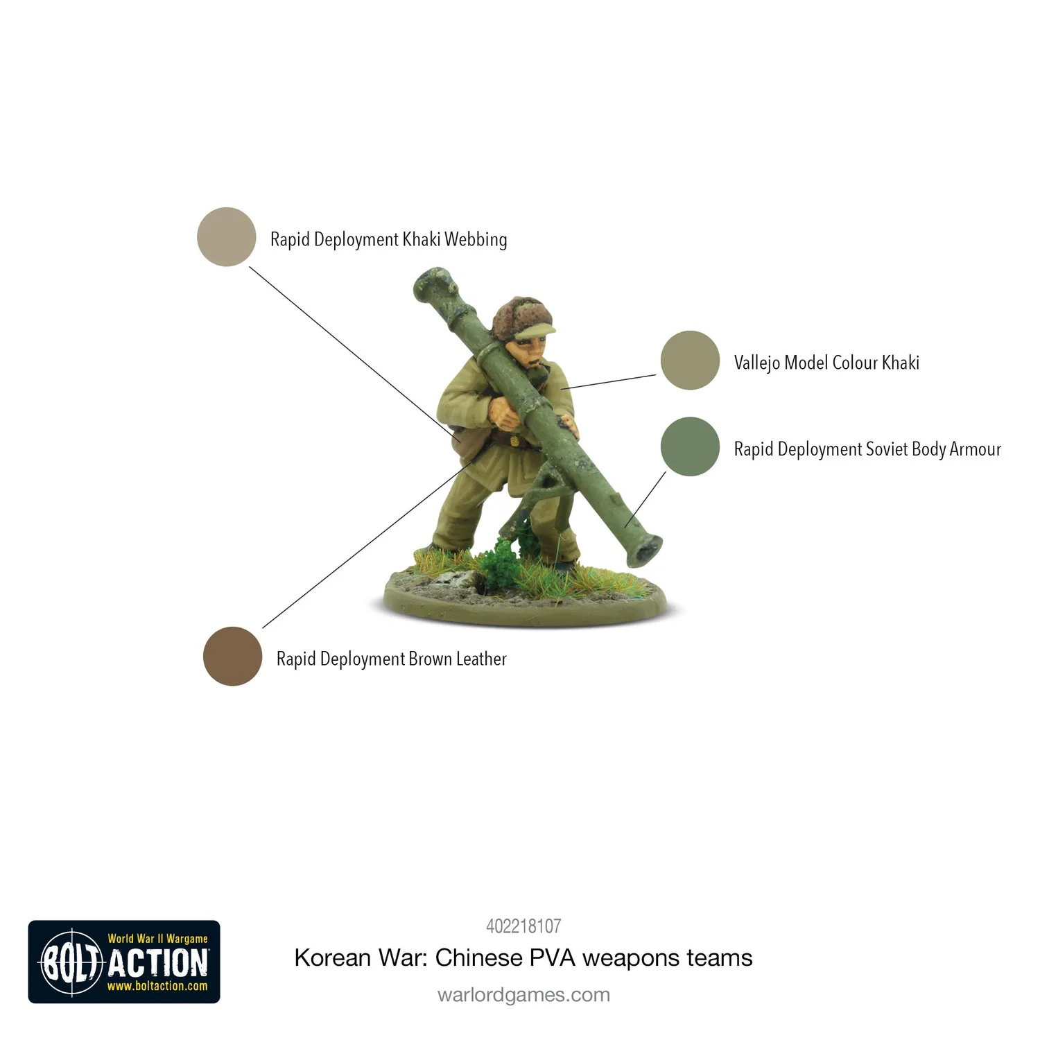 Bolt Action Korean War Chinese PVA weapons teams figurines soutien