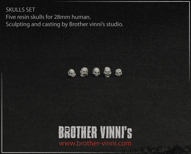 Brother Vinni set 5 crânes humains bits résine 28mm décor