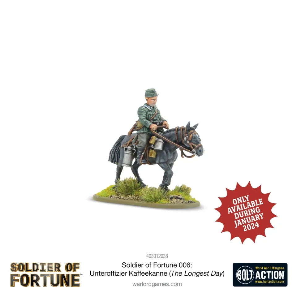 Bolt Action Soldier of Fortune 006 Kaffeekanne figurine métal à cheval