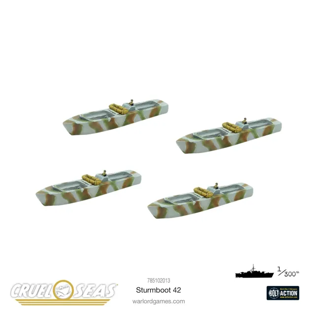 Warlord Games Cruel Seas Sturmboot 42 (Heavy) bateaux métal 4 pièces