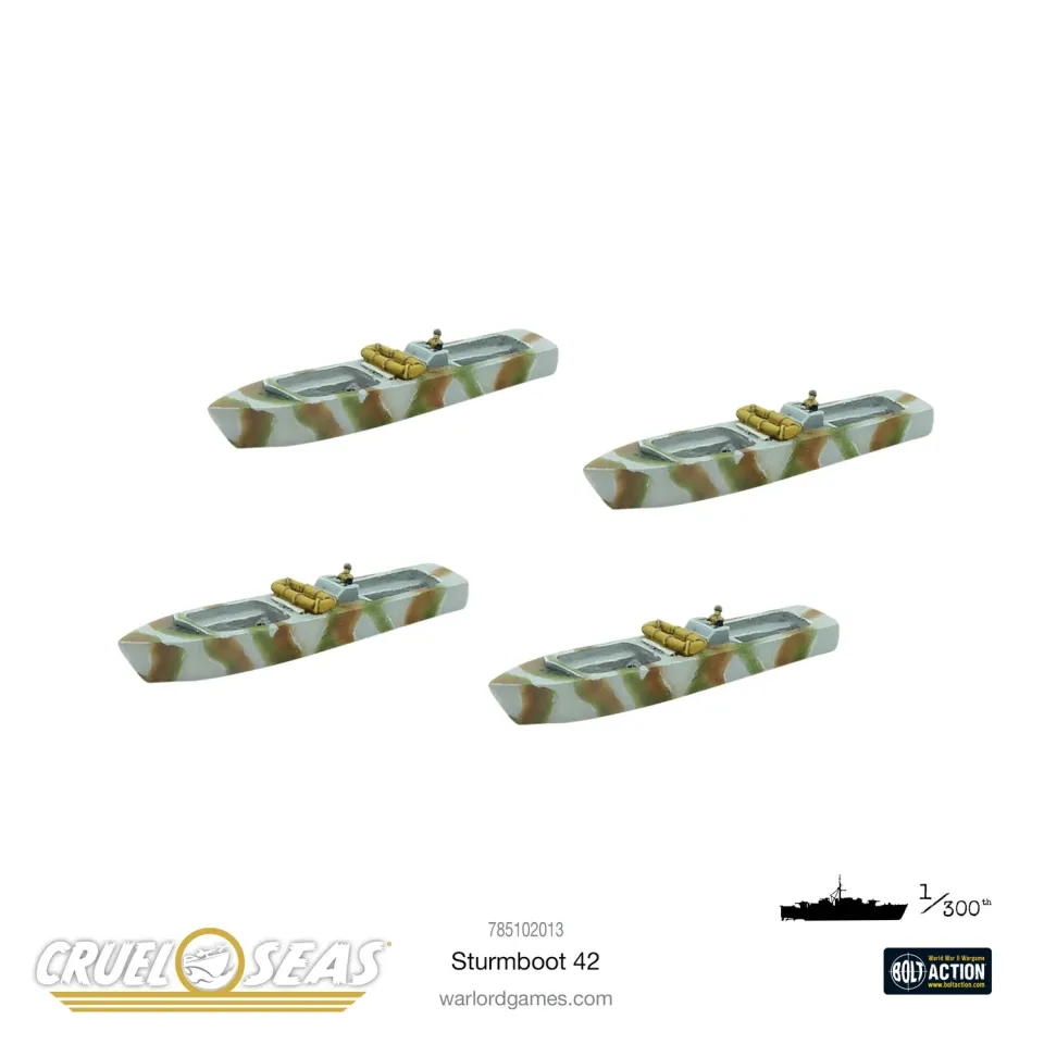 Warlord Games Cruel Seas Sturmboot 42 (Heavy) bateaux métal 4 pièces