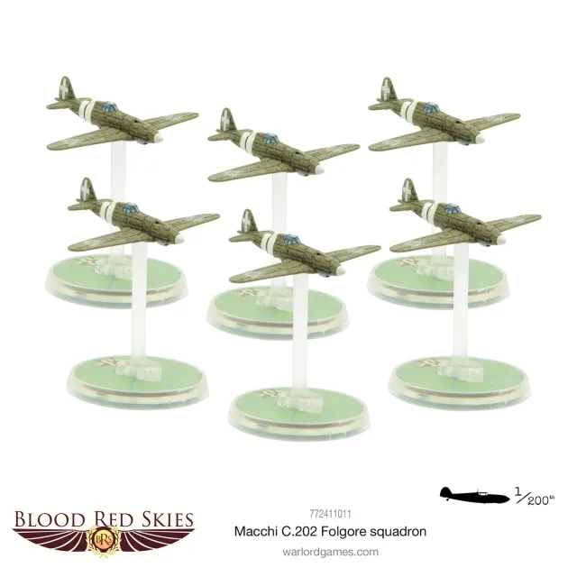Bolt Action Blood Red Skies Macchi C.202 Folgore escadrille 6 avions résine