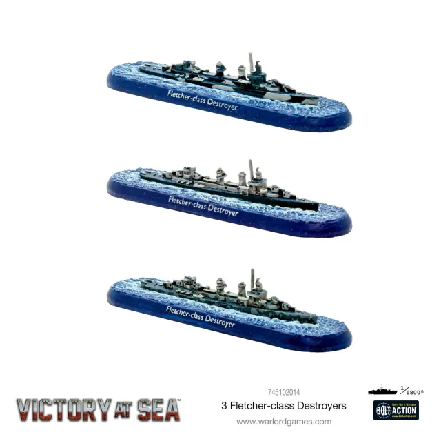 Bolt Action Victory at Sea Fletcher-class Destroyers destroyers US Navy résine