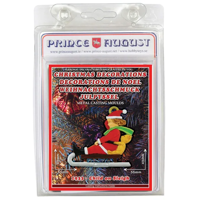 Prince August PA1933 moule décoration enfant Noël traîneau suspendue